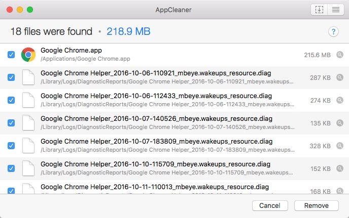 AppCleanerでGoogle Chromeを削除