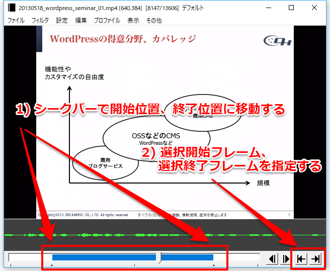 Aviutlで動画を読み込み後 特定の範囲だけ切り出してmp4で保存する手順 ゆめとちぼーとげんじつと